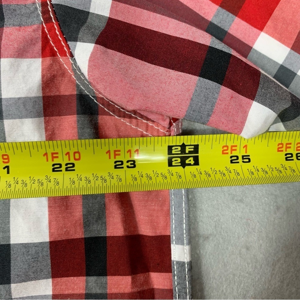 Y2K Enyce Shirt Mens 2XL Red Plaid Short Sleeve Western Button Up Sean Combs - Picture 13 of 14